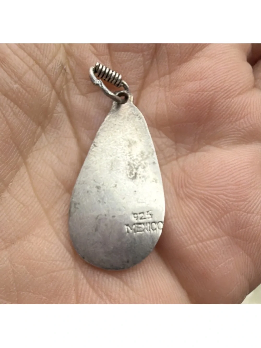 Sterling Silver 925 Teardrop Pendant Mexico Signed No Stone Silver - Picture 2 of 5